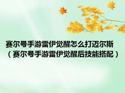 赛尔号手游雷伊觉醒怎么打迈尔斯（赛尔号手游雷伊觉醒后技能搭配）