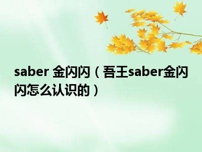 saber 金闪闪（吾王saber金闪闪怎么认识的）