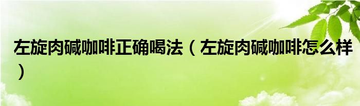  左旋肉碱咖啡正确喝法（左旋肉碱咖啡怎么样）