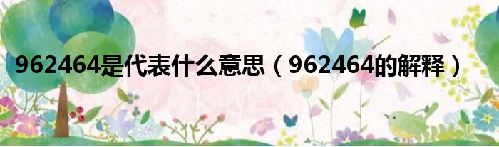 962464是代表什么意思（962464的解释）