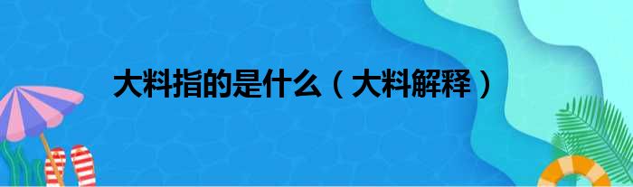 大料指的是什么（大料解释）