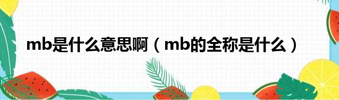 mb是什么意思啊（mb的全称是什么）