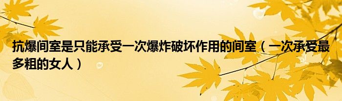  抗爆间室是只能承受一次爆炸破坏作用的间室（一次承受最多粗的女人）