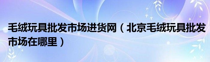  毛绒玩具批发市场进货网（北京毛绒玩具批发市场在哪里）