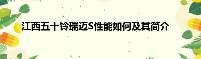 江西五十铃瑞迈S性能如何及其简介