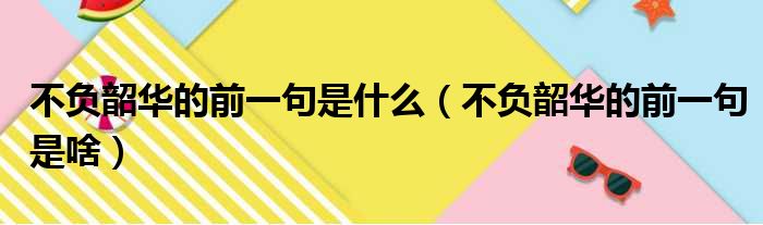 不负韶华的前一句是什么（不负韶华的前一句是啥）