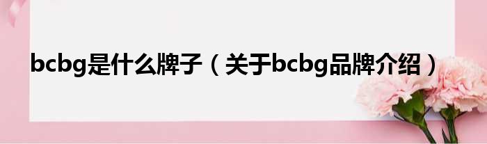 bcbg是什么牌子（关于bcbg品牌介绍）