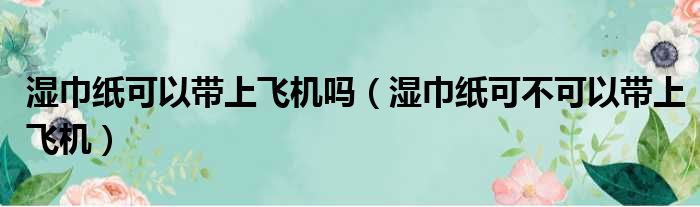 湿巾纸可以带上飞机吗（湿巾纸可不可以带上飞机）