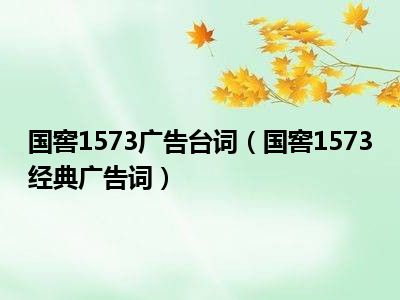 国窖1573广告台词（国窖1573经典广告词）