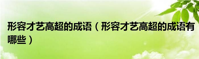 形容才艺高超的成语（形容才艺高超的成语有哪些）