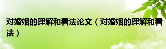  对婚姻的理解和看法论文（对婚姻的理解和看法）