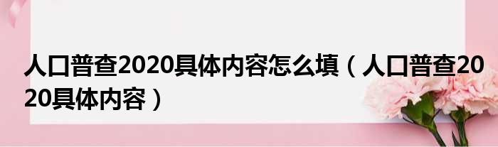 人口普查2020具体内容怎么填（人口普查2020具体内容）