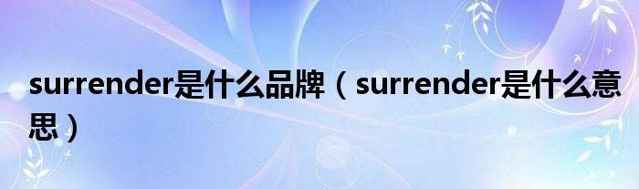  surrender是什么品牌（surrender是什么意思）