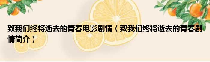 致我们终将逝去的青春电影剧情（致我们终将逝去的青春剧情简介）