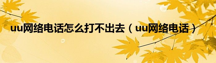  uu网络电话怎么打不出去（uu网络电话）