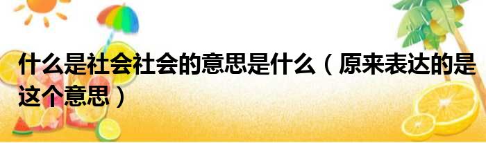 什么是社会社会的意思是什么（原来表达的是这个意思）