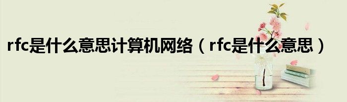  rfc是什么意思计算机网络（rfc是什么意思）