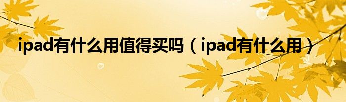  ipad有什么用值得买吗（ipad有什么用）