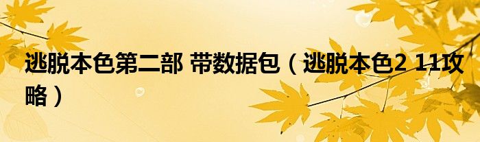  逃脱本色第二部 带数据包（逃脱本色2 11攻略）