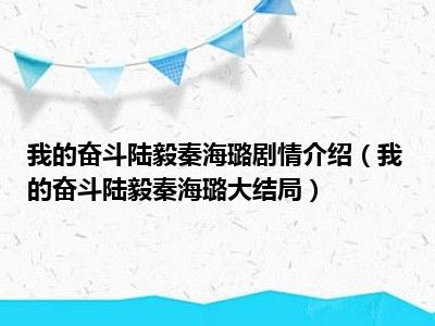 我的奋斗陆毅秦海璐剧情介绍（我的奋斗陆毅秦海璐大结局）