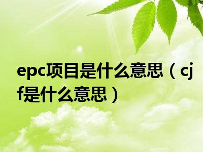 epc项目是什么意思（cjf是什么意思）