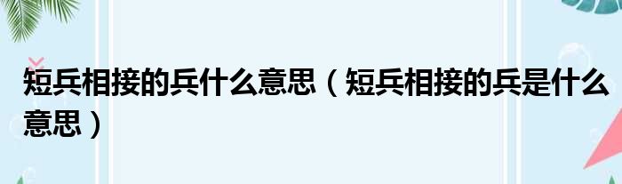 短兵相接的兵什么意思（短兵相接的兵是什么意思）