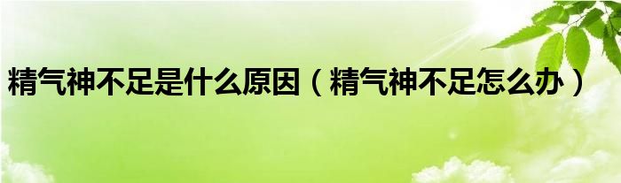  精气神不足是什么原因（精气神不足怎么办）