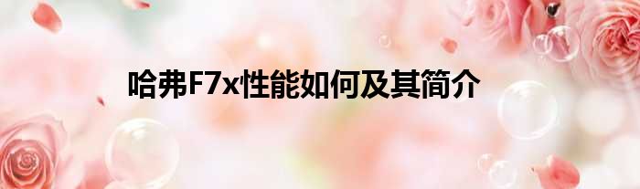 哈弗F7x性能如何及其简介