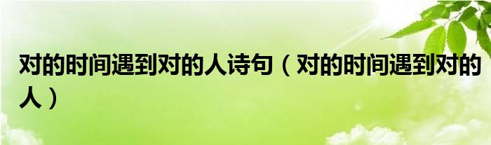  对的时间遇到对的人诗句（对的时间遇到对的人）