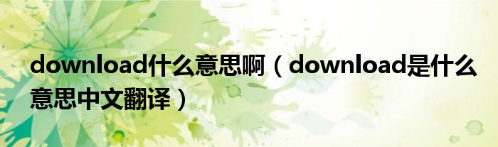  download什么意思啊（download是什么意思中文翻译）