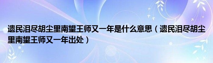 遗民泪尽胡尘里南望王师又一年是什么意思（遗民泪尽胡尘里南望王师又一年出处）