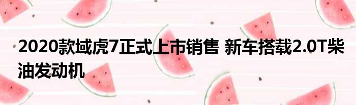 2020款域虎7正式上市销售 新车搭载2.0T柴油发动机