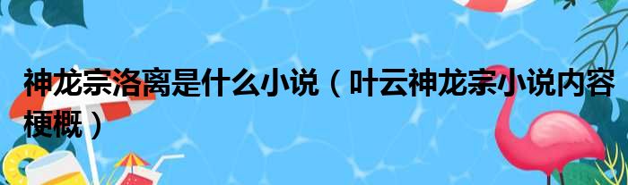 神龙宗洛离是什么小说（叶云神龙宗小说内容梗概）