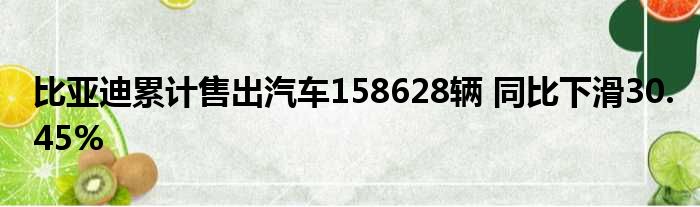 比亚迪累计售出汽车158628辆 同比下滑30.45%