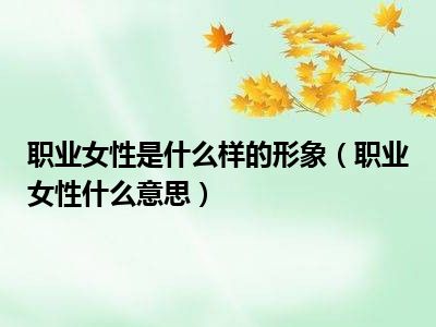 职业女性是什么样的形象（职业女性什么意思）