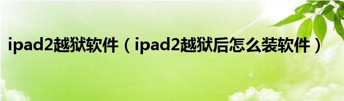  ipad2越狱软件（ipad2越狱后怎么装软件）