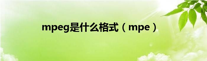  mpeg是什么格式（mpe）