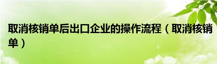  取消核销单后出口企业的操作流程（取消核销单）