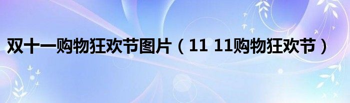  双十一购物狂欢节图片（11 11购物狂欢节）