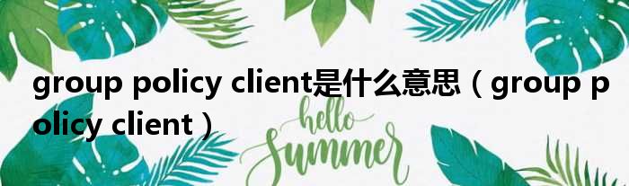 group policy client是什么意思（group policy client）