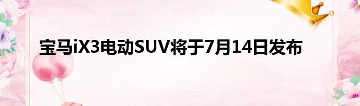 宝马iX3电动SUV将于7月14日发布