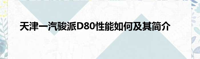 天津一汽骏派D80性能如何及其简介