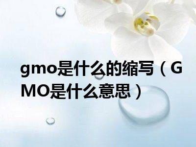 gmo是什么的缩写（GMO是什么意思）