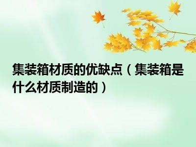 集装箱材质的优缺点（集装箱是什么材质制造的）