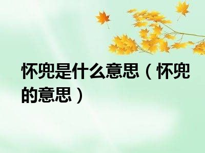 怀兜是什么意思（怀兜的意思）