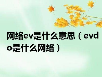 网络ev是什么意思（evdo是什么网络）