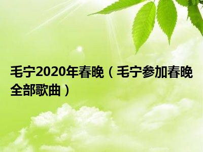 毛宁2020年春晚（毛宁参加春晚全部歌曲）