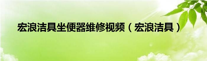  宏浪洁具坐便器维修视频（宏浪洁具）