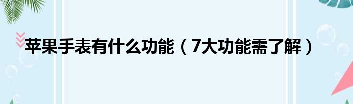 苹果手表有什么功能（7大功能需了解）