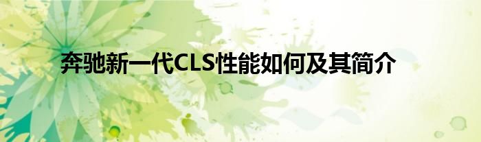 奔驰新一代CLS性能如何及其简介